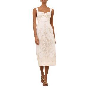 Zimmermann Drape Midi Dress In Mermaid Toile